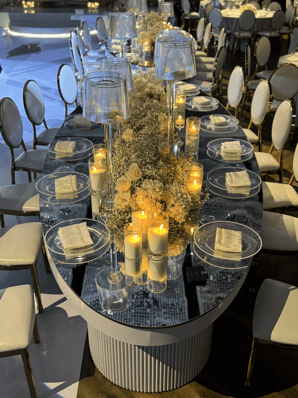 White Mirror Oval Table