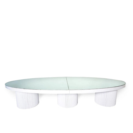 White Mirror Oval Table